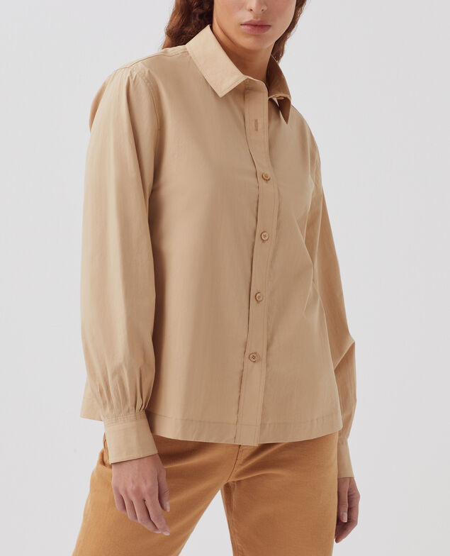 Camisa amplia de algodón H322 travertine