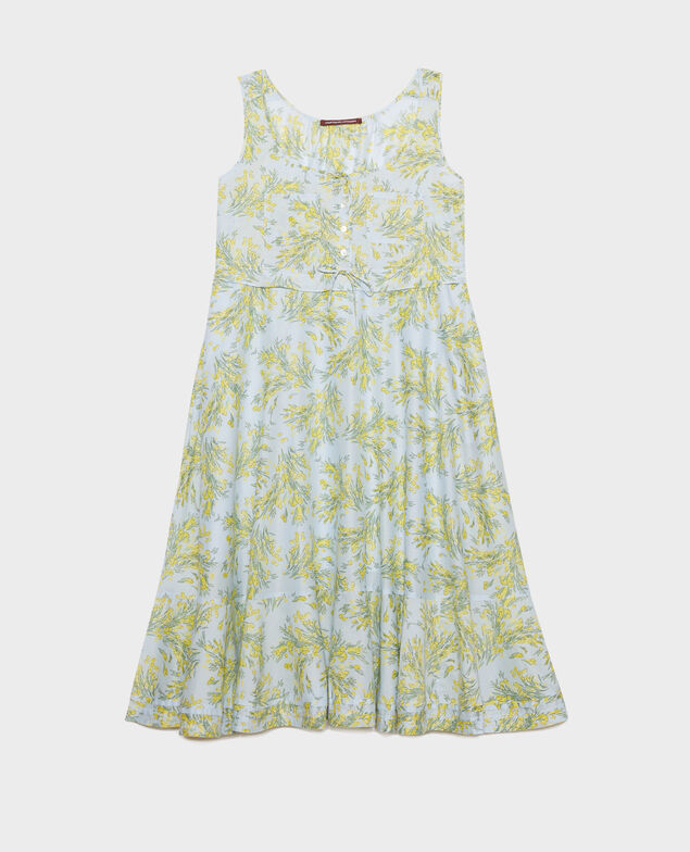 Vestido evasé de gasa de algodón 93 print blue
