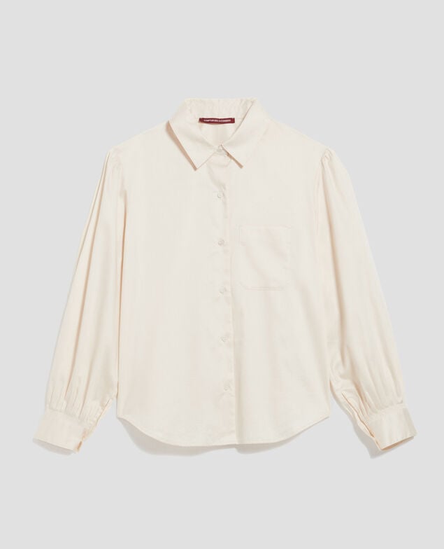 Camisa de algodón satinado I300 pearled ivory