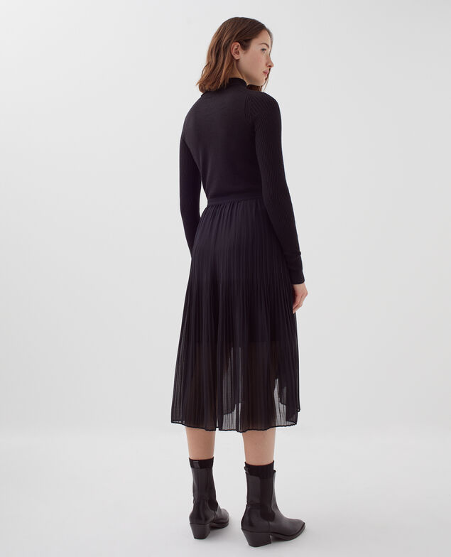 Falda midi plisada fluida H091 black beauty