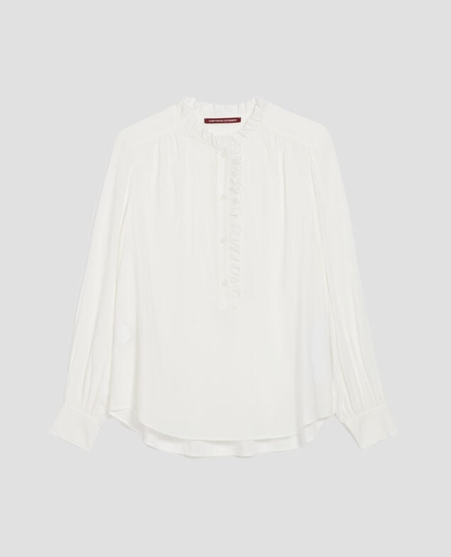 Blusa con detalles de volantes H013 gardenia