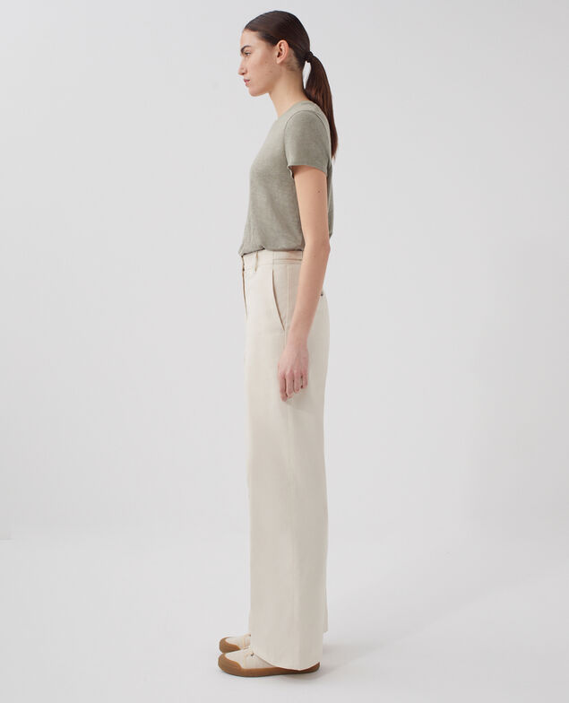 BLANDINE - Pantalón recto I010 glass green beige