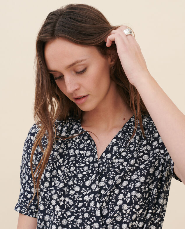Vestido con escote cruzado 96 print navy