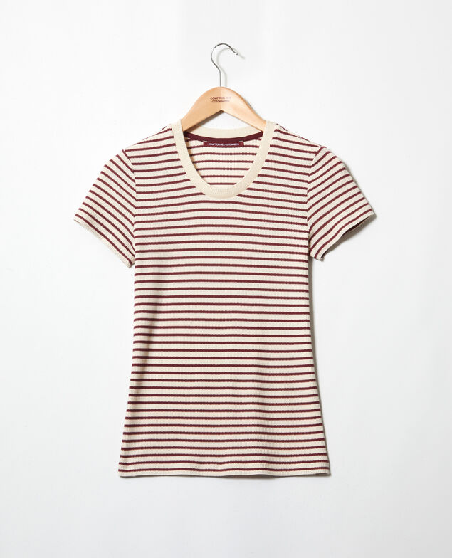 Camiseta de rayas Beige/red