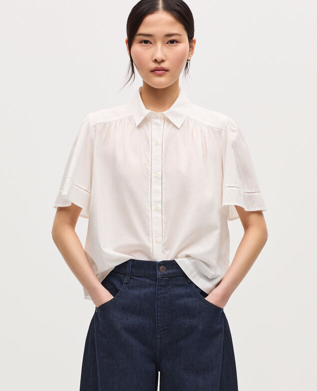 Camisa de gasa de algodón H013 gardenia