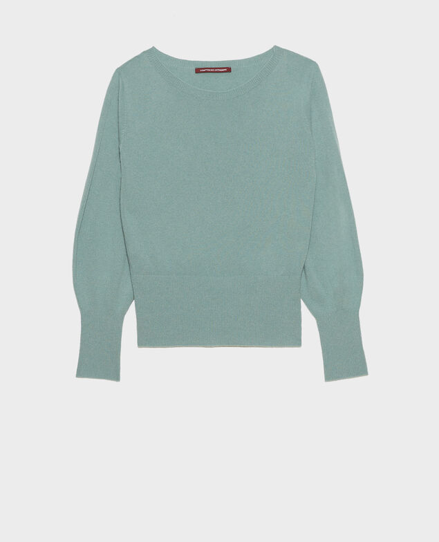Jersey fino de cachemir con cuello de barco Chinois green