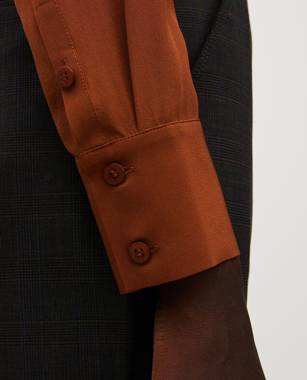 Camisa fluida de seda con manga larga Tortoise shell