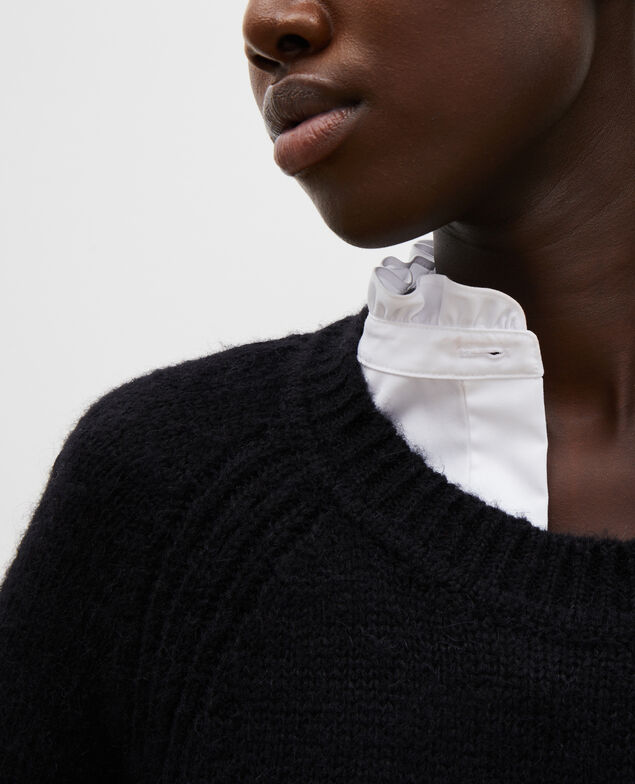 Jersey ancho de lana con escote de barco Black beauty