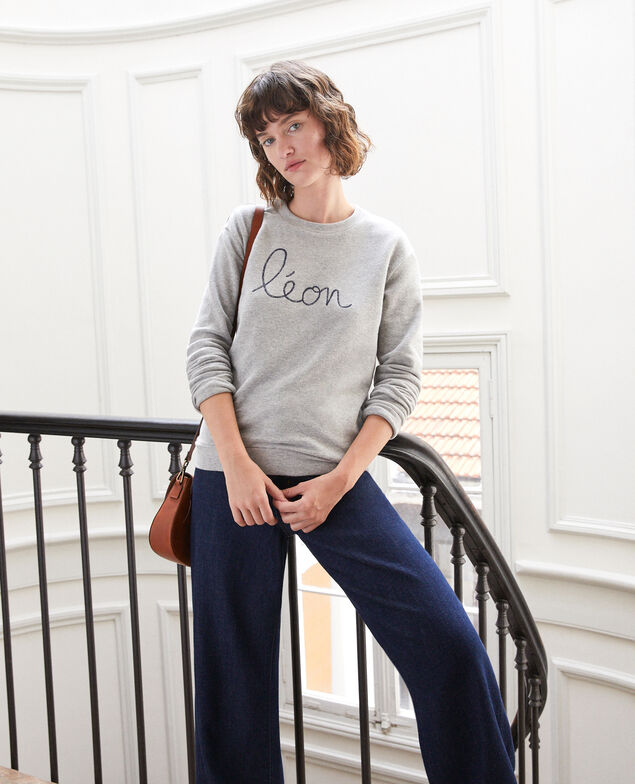 Sudadera con bordado Léon Gris
