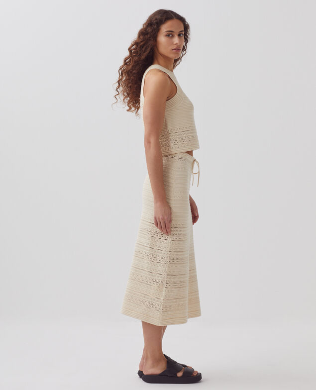 Falda midi de crochet de algodón H304 albore