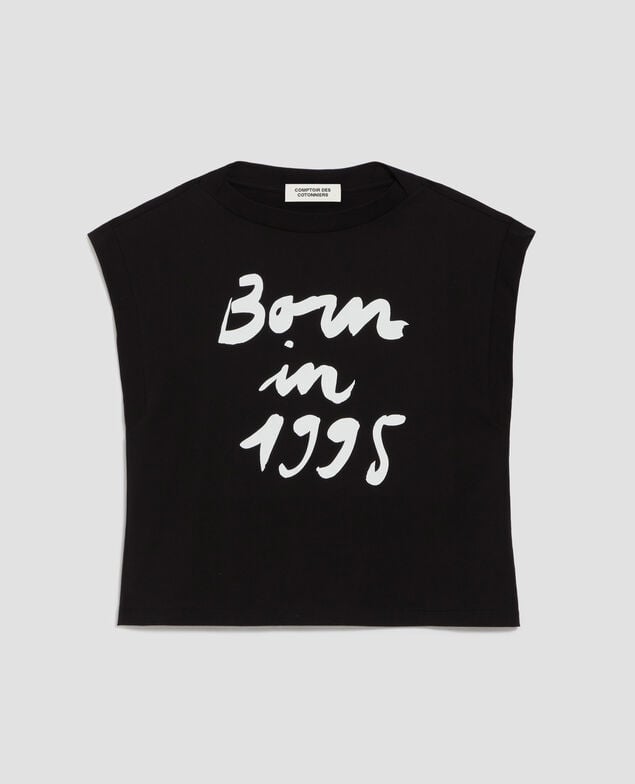 Camiseta corte caja de algodón J094 black base 95