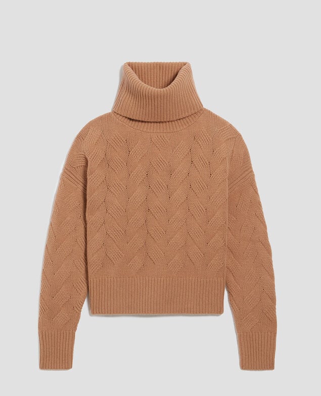 Jersey con cuello vuelto de lana I321 camel