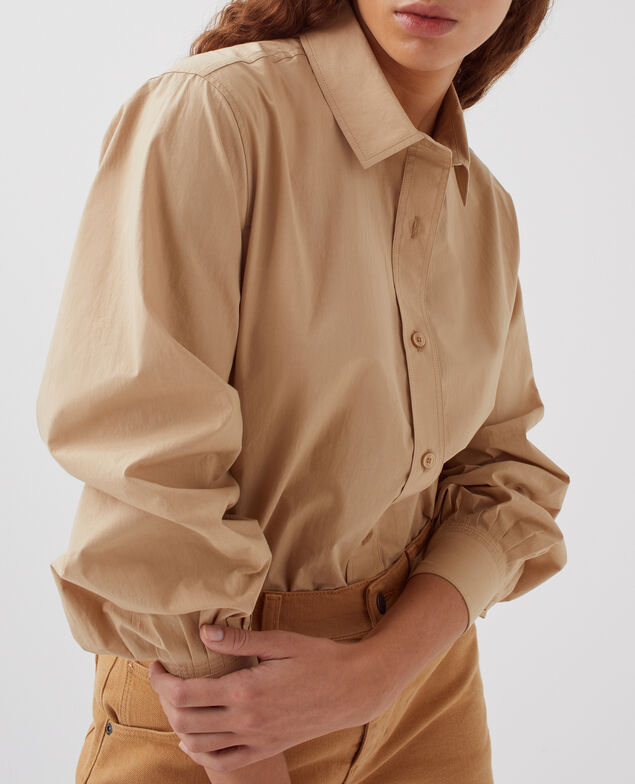 Camisa amplia de algodón H322 travertine