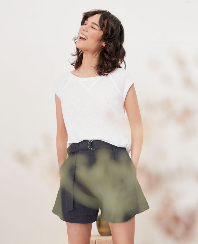 Camiseta irisada con lino Off white