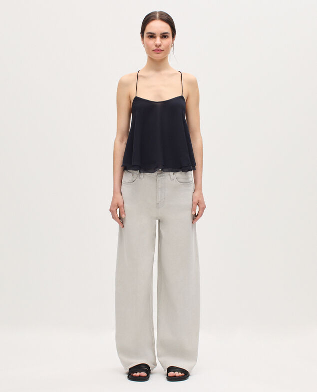 Top de muselina con tirantes cruzados K080 vulcan gray