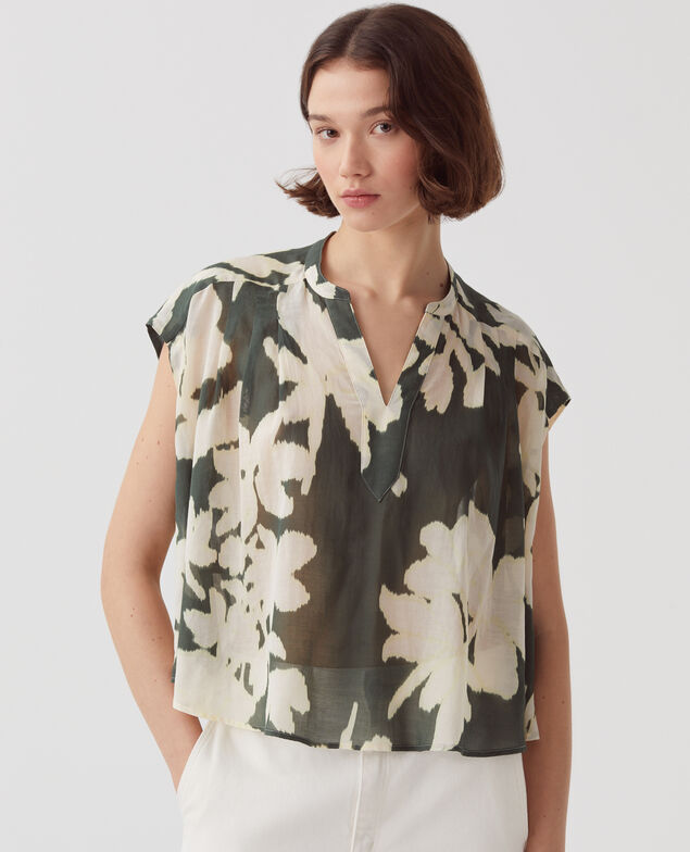 Blusa fluida sin mangas J591 blurry fl dark g