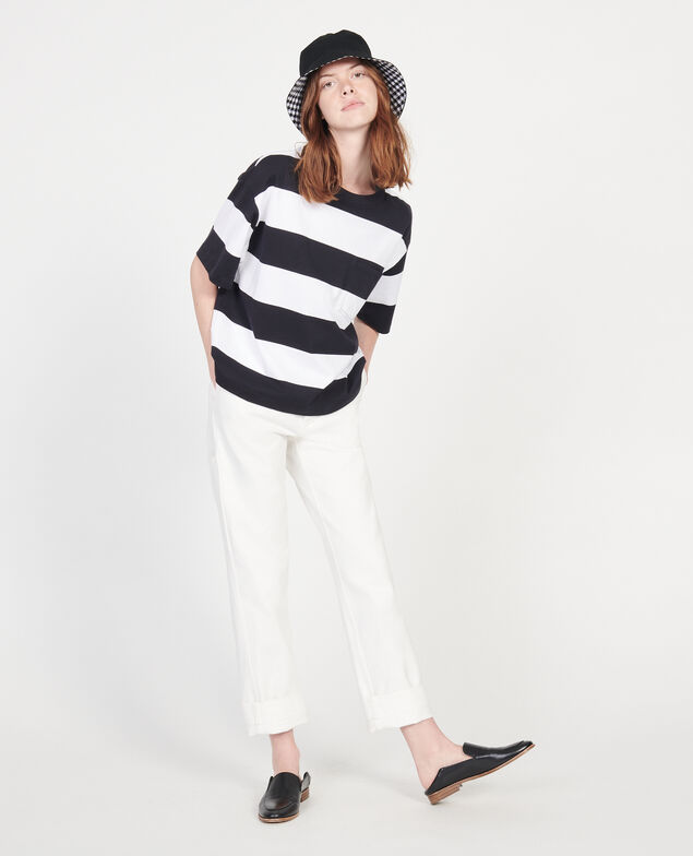 Camiseta rayada oversize de algodón mercerizado Str opticalwhite black