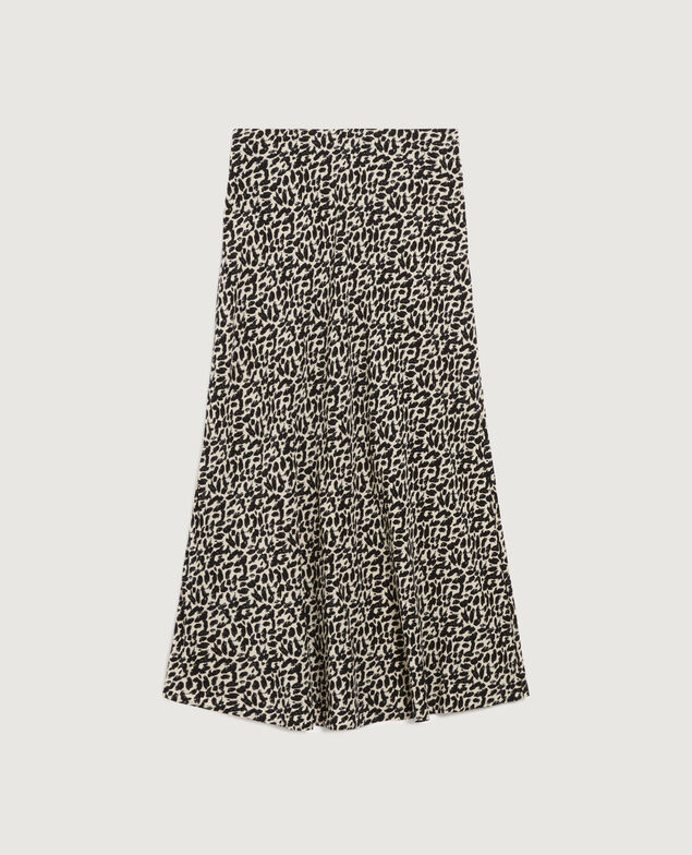 Falda midi fluida satinada K010 leo ecru