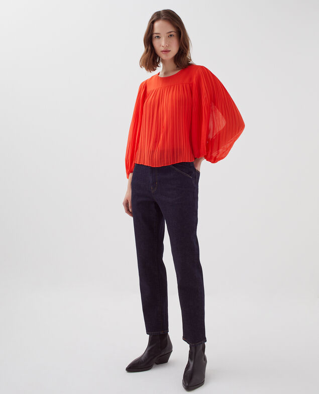 Blusa fluida plisada I250 cherry tomato