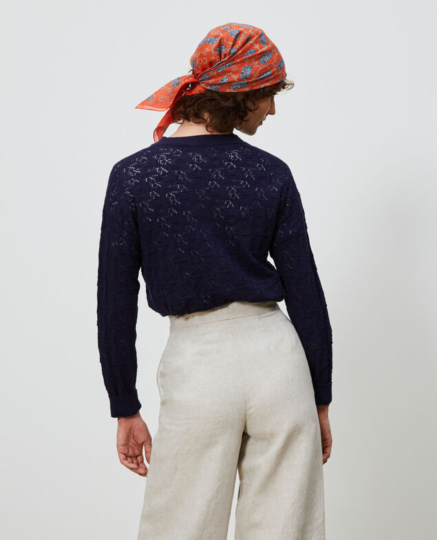Cárdigan de algodón y lino Maritime blue