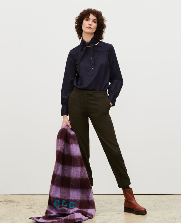  Blusa de algodón con cuello fular desmontable Night sky