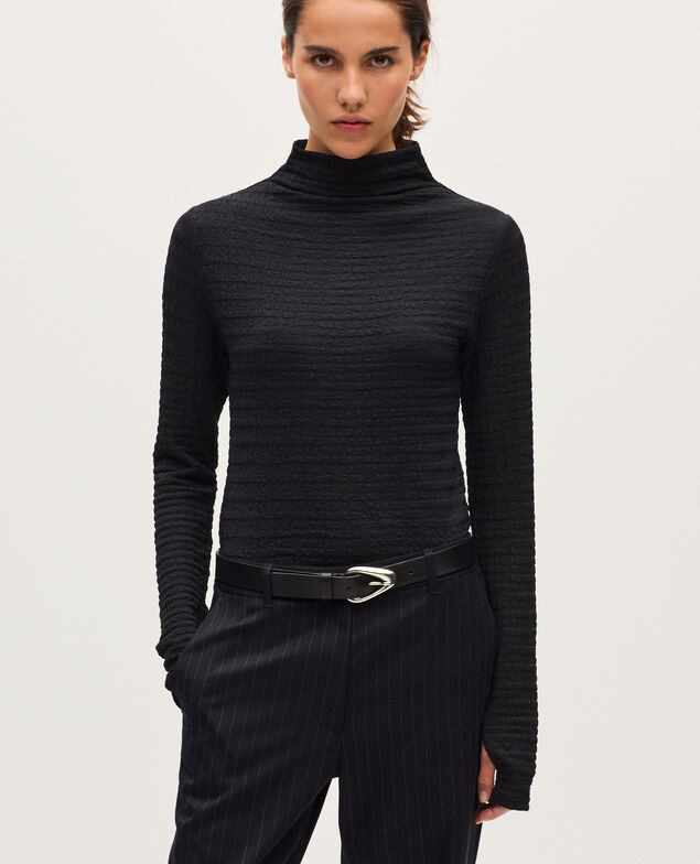 Top con cuello subido y textura H091 black beauty