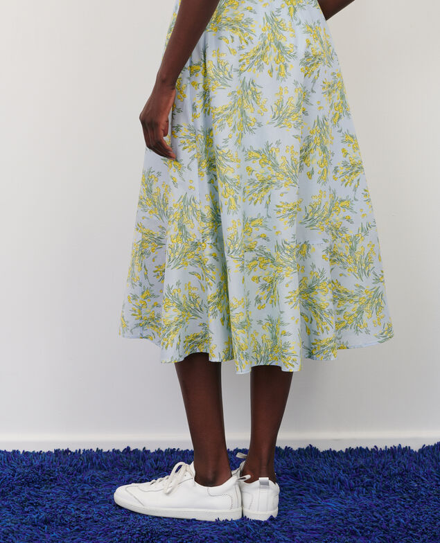 Falda con estampado floral de gasa de algodón 93 print blue