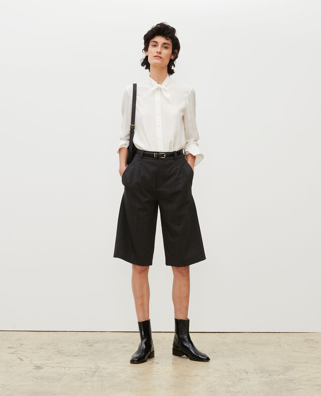  Blusa de seda con manga larga y cuello para atar Gardenia