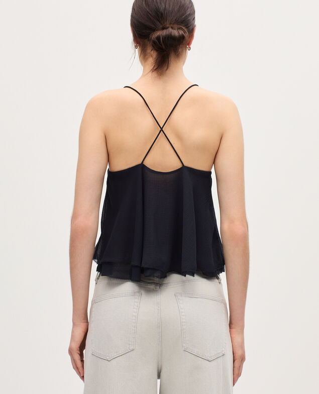 Top de muselina con tirantes cruzados K080 vulcan gray