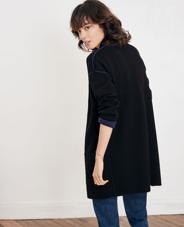 Cárdigan reversible de lana  Marine/black