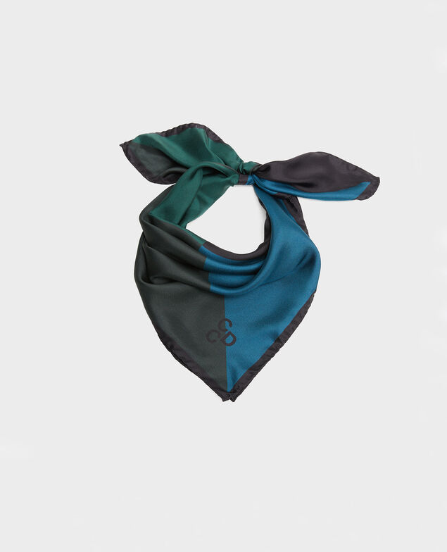 Foulard carré de soie multicolore Scarab