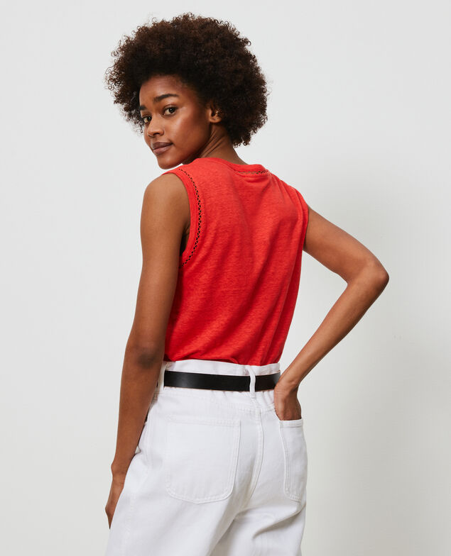 Camiseta de lino con tirantes Fiery red