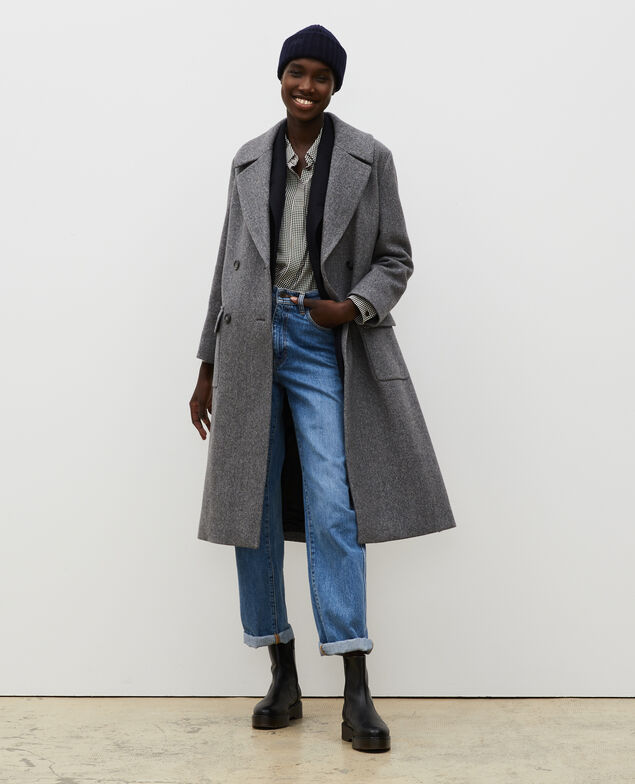 Abrigo cruzado oversize de lana Medium grey melange