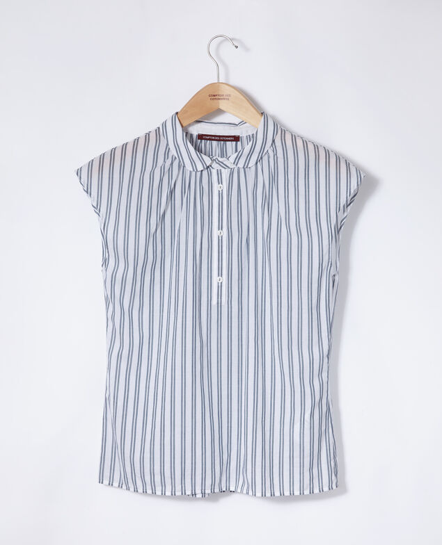Camisa con cuello redondo Azul