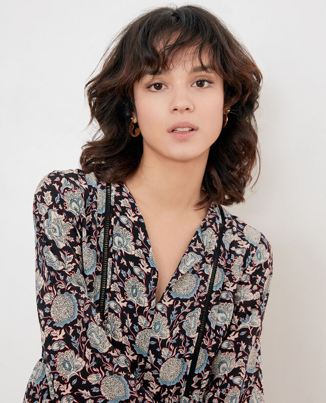 Vestido de seda estampada Darjeeling black