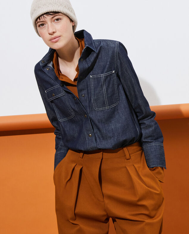  Camisa vaquera con bolsillos asimétricos. Denim brut