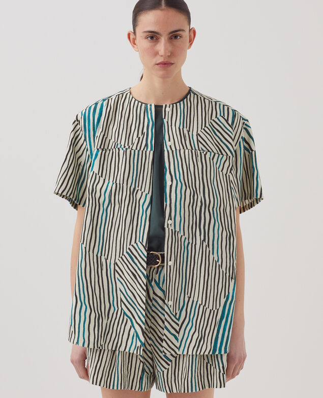 Camisa fluida con estampado de cebra J014 big zebra ecru