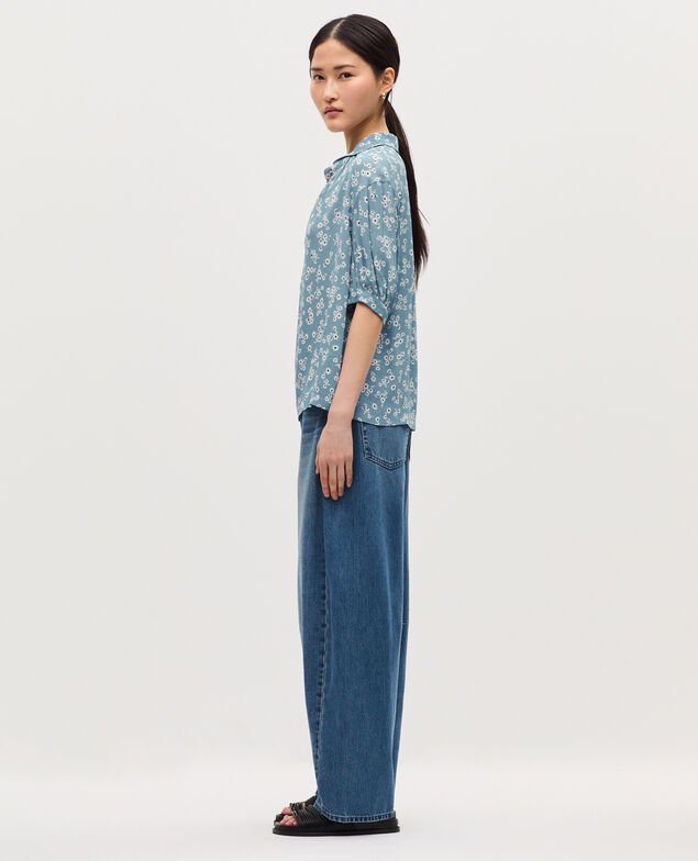 Blusa fluida de manga corta K610 daisy blue