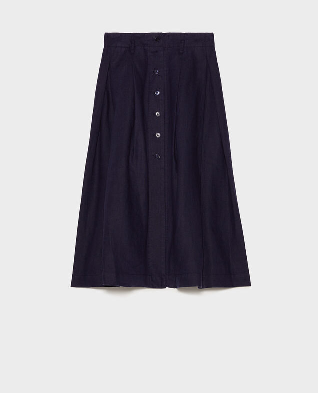 Falda midi de lino Maritime blue