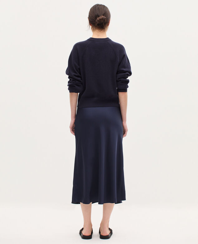 Falda midi fluida satinada H695 night sky