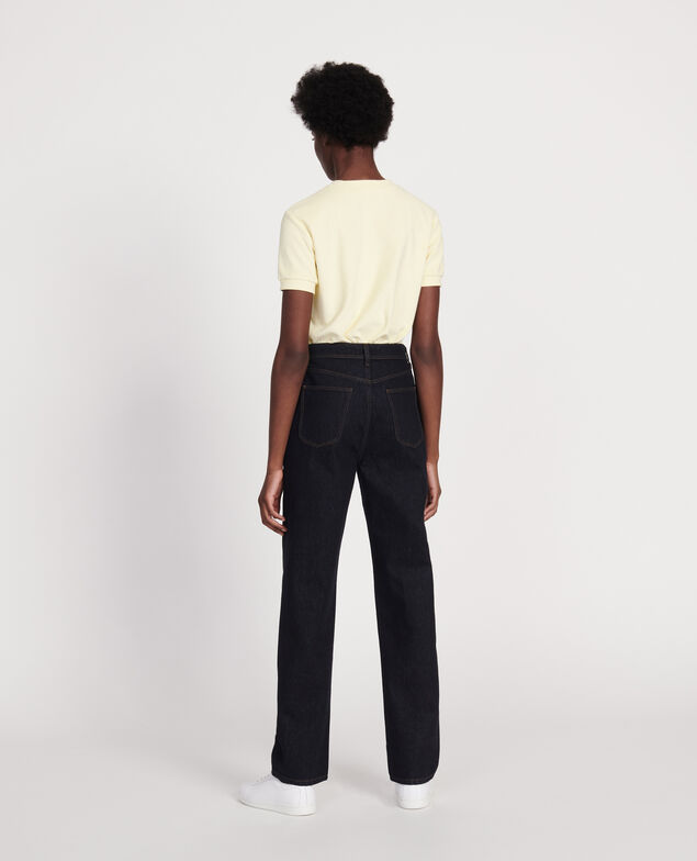 Jeans talle alto y corte recto Denim rinse