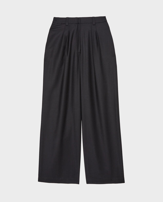 YVONNE - Pantalón ancho de lana cachemir 4216 black_beauty