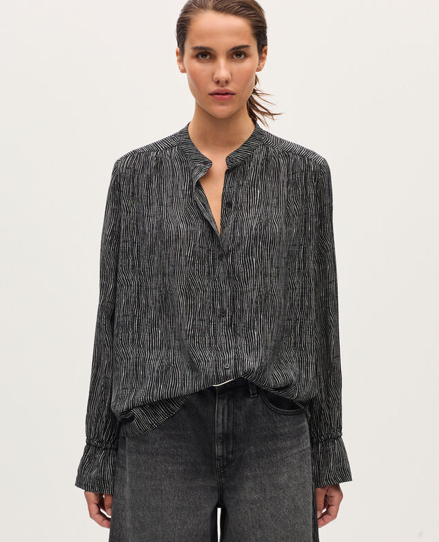 Camisa fluida de manga larga K093 stripes black