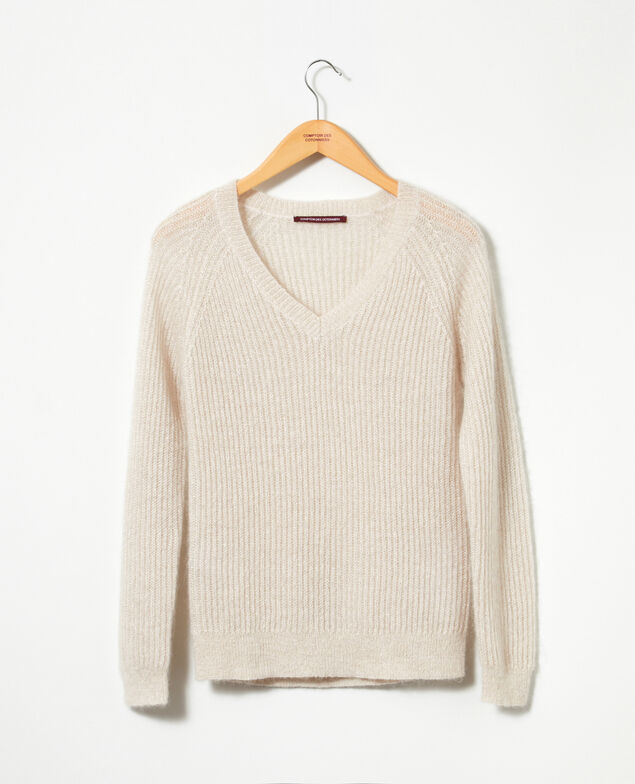 Jersey con mohair y lúrex Silver gray/off white/lurex