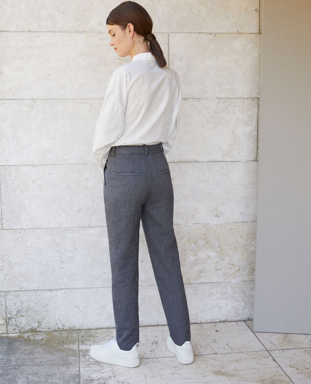 Pantalón de lino y lana Azul