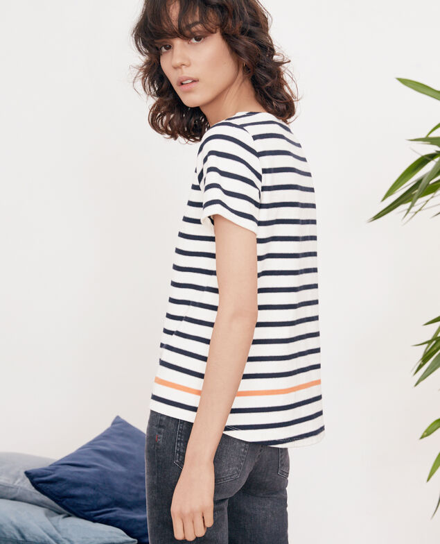 Camiseta de rayas Kaolin/navy/tangerine