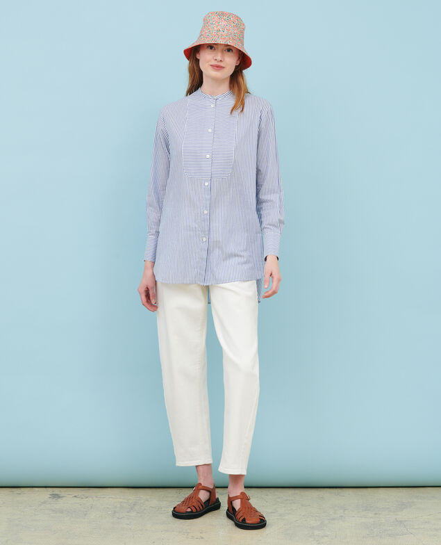 Camisa de algodón con bajo redondeado 82 stripe navy