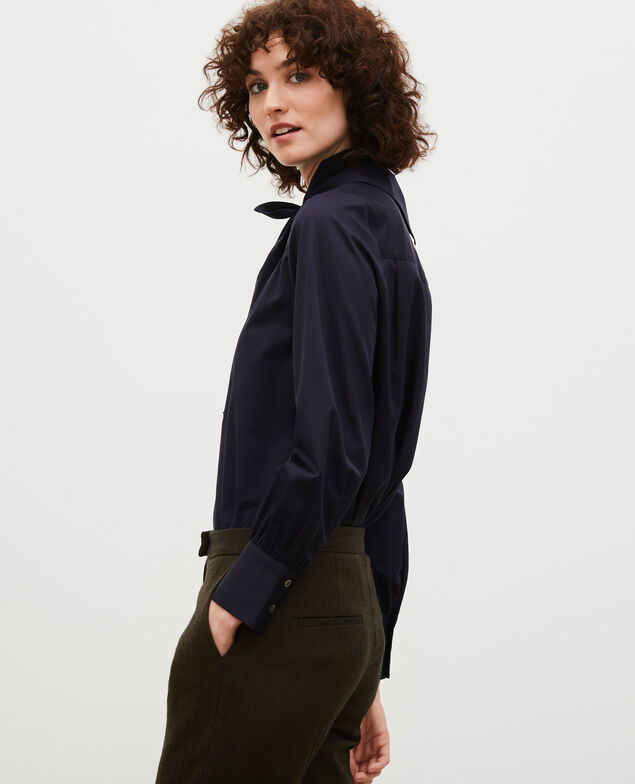  Blusa de algodón con cuello fular desmontable Night sky