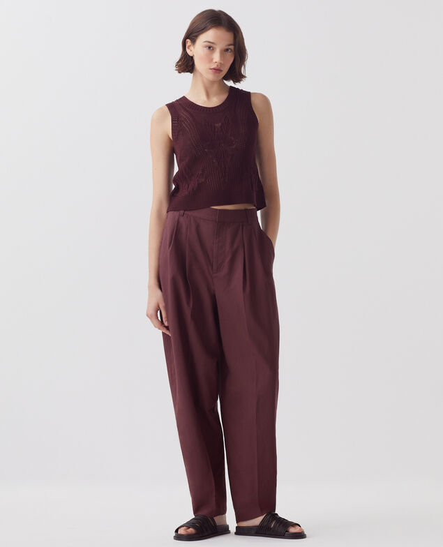 Top de crochet con motivo floral J380 decadent chocolate