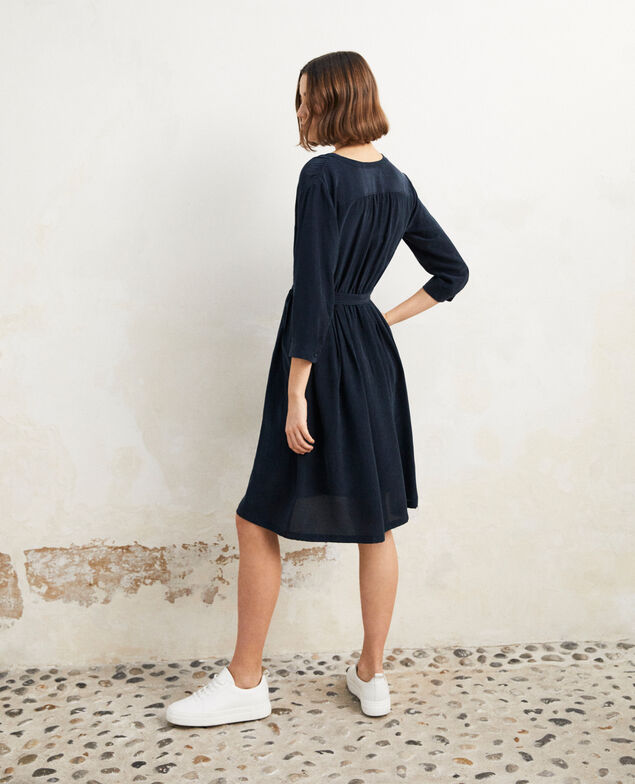 Vestido midi con seda Ink navy